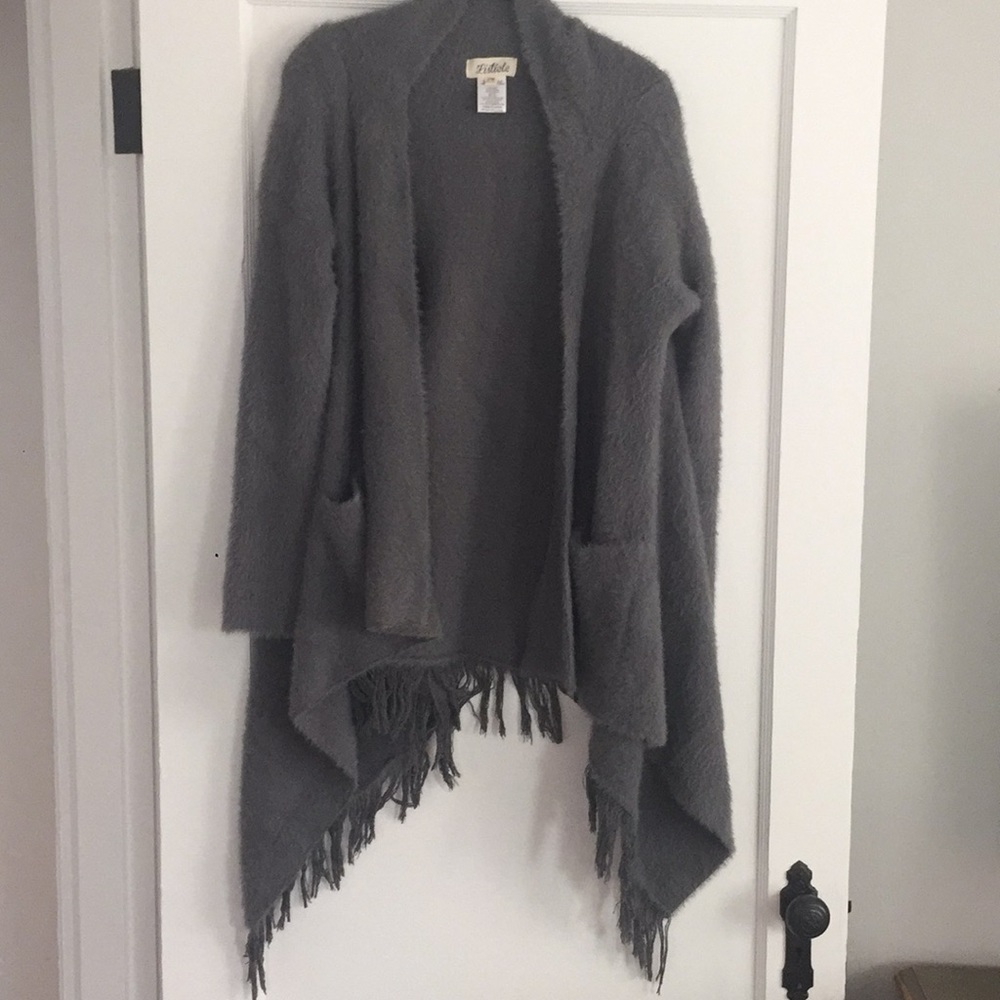 Listicle Gray Fringe Sweater